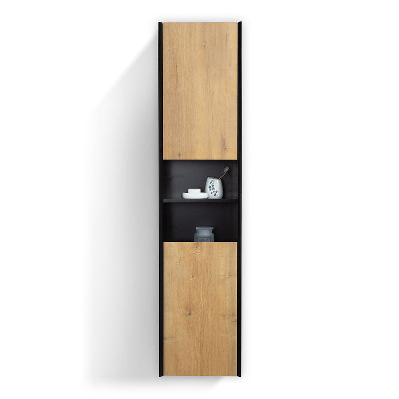 Evos Boutiques 16 in high gloss black and oak side cabinet unit