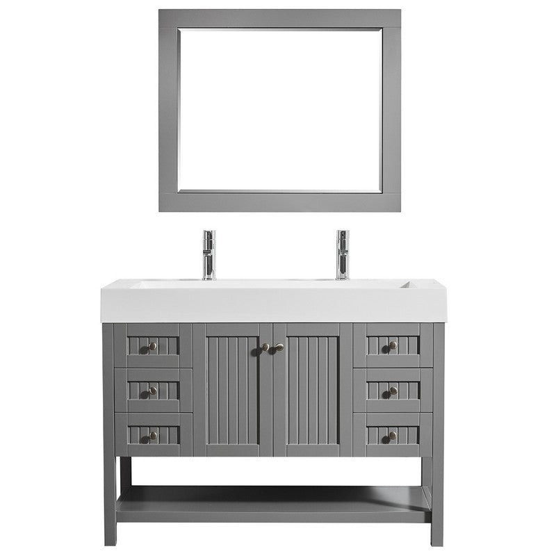 Evos Boutiques 48 in large grey sink with 2 faucets no background