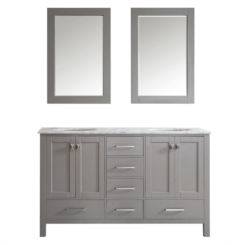 Evos Boutiques 60 in double sink stone grey vanity duplicate front view