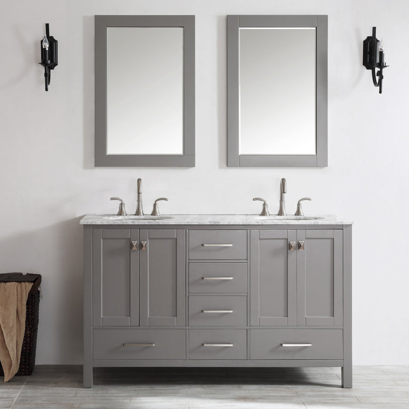 Evos Boutiques 60 in double sink stone grey vanity staged