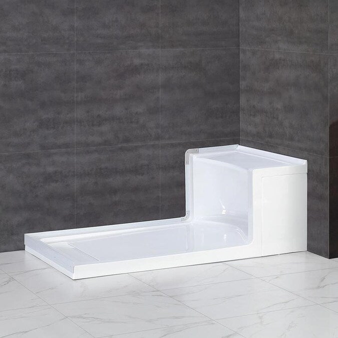 Evos Boutiques 60 x 32 in white shower with bench base