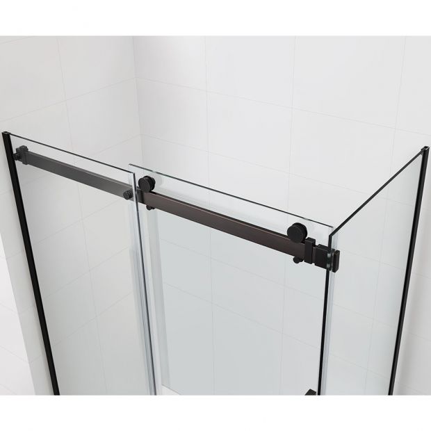 Evos Boutiques 60 x 84 in High Sliding Shower Door looking down