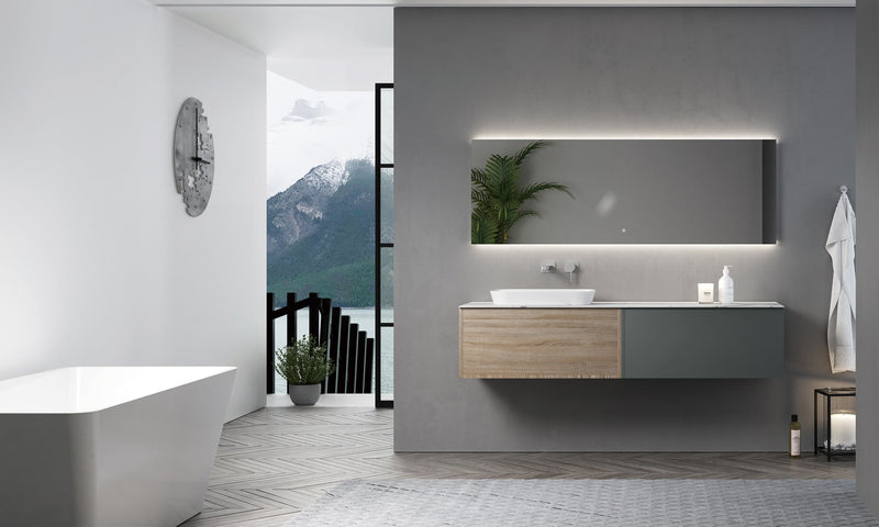 Evos Boutiques 64 in  wood and grey bathroom vanity