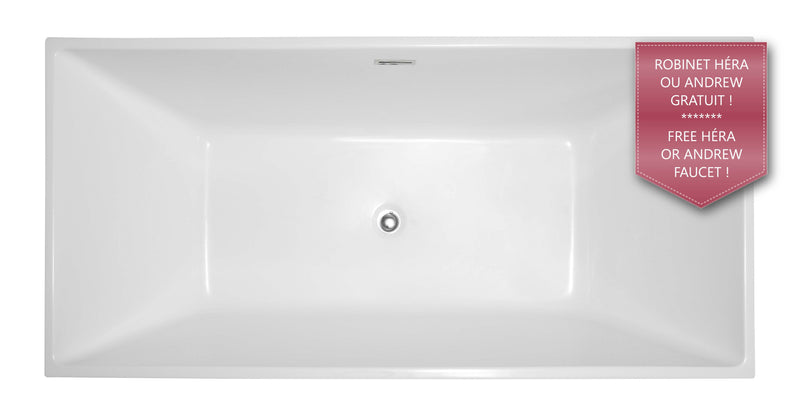 Evos Boutiques 70 in white bathtub 70 x 29.1 x 23.2 in  looking down