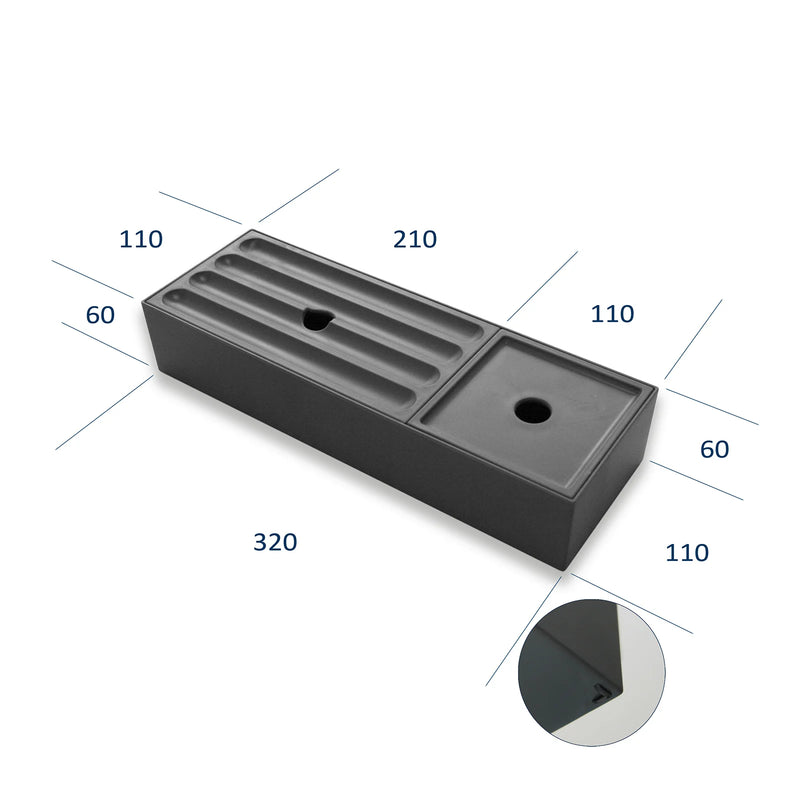 Evos Boutiques T2 grey drawer organizer measurements