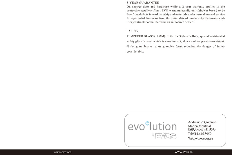 Evos Boutiques black shower door, side panel and base manuals 10