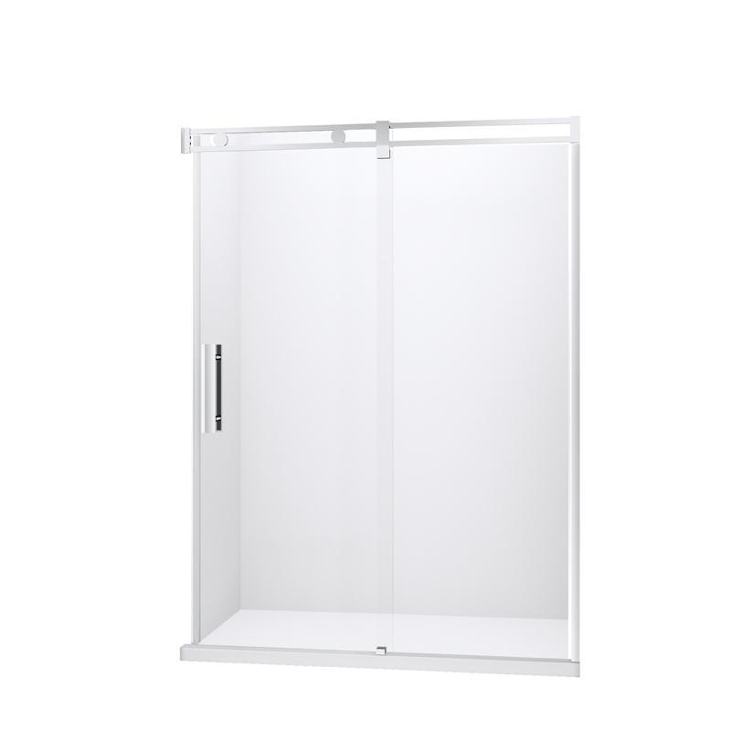 Evos Boutiques chrome shower door and base sizes vary front view