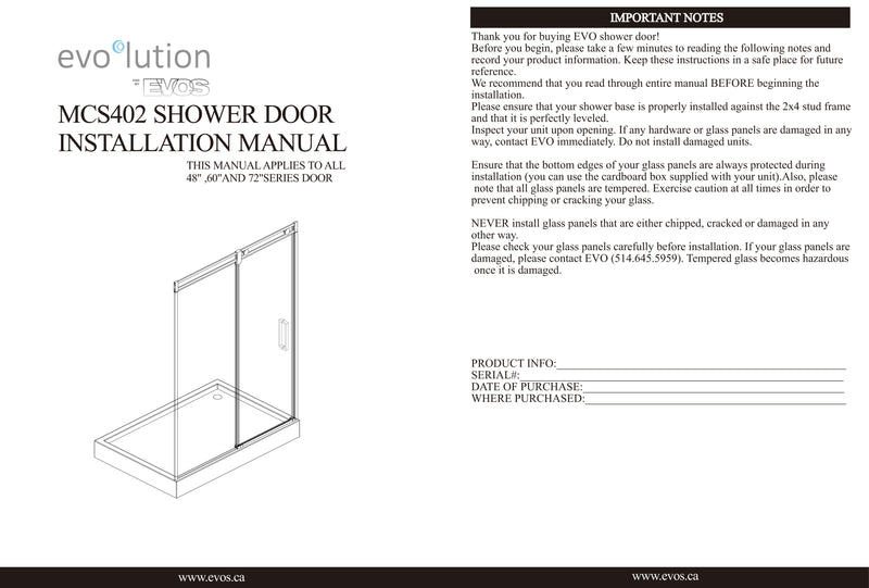 Evos Boutiques chrome shower door staged manual 6