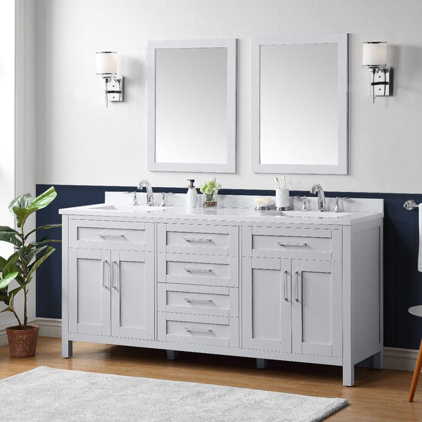 Evos Boutiques 72 in white double countertop vanity center