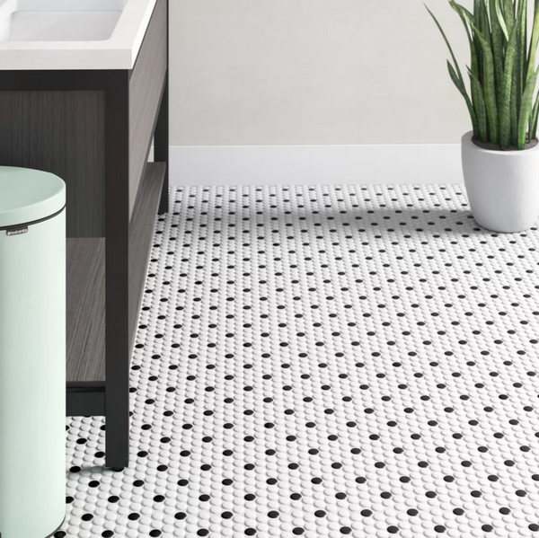 Black and white mini floor tiles