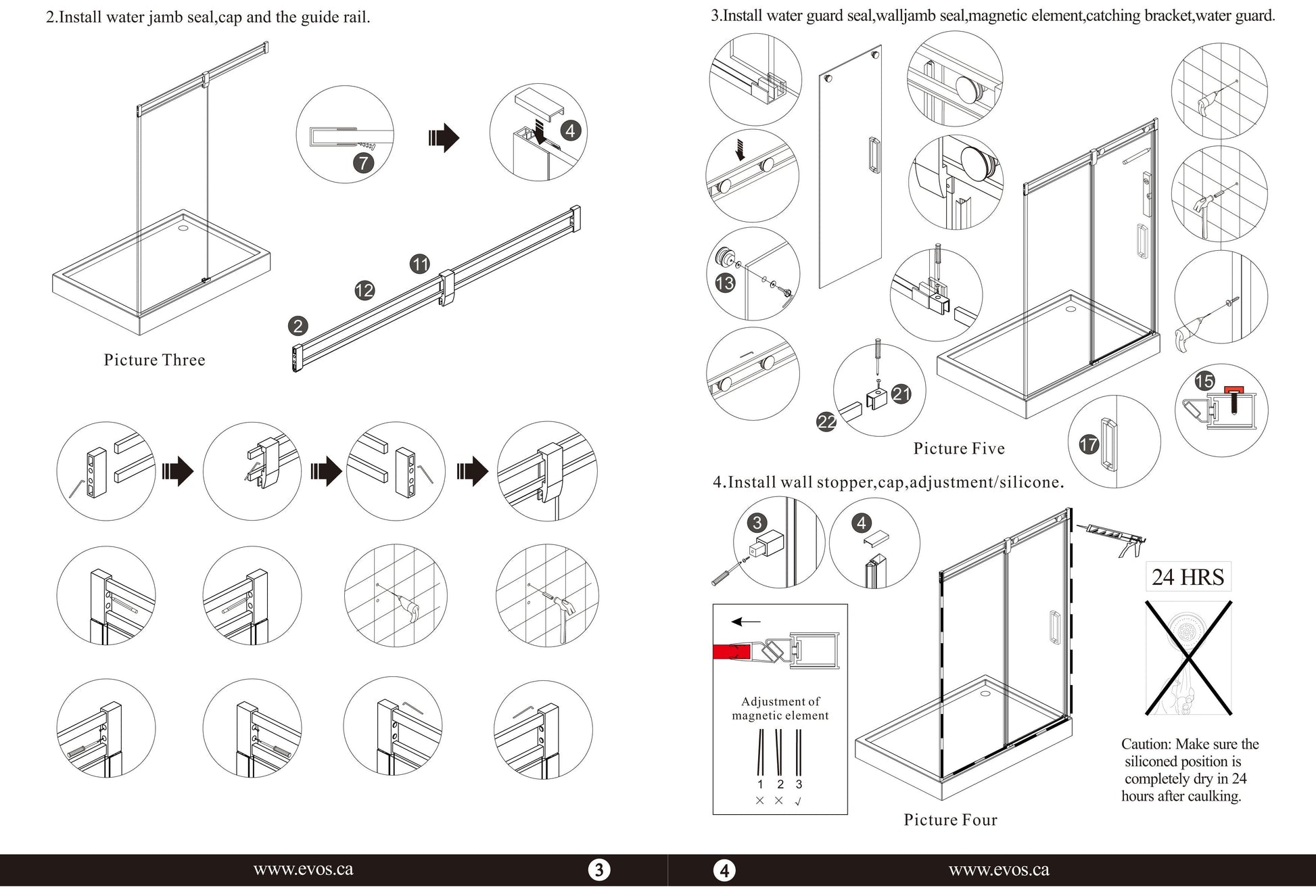 Evos Boutiques black shower door, side panel and base manuals 7