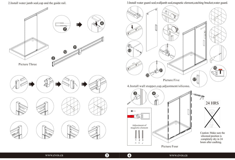 Evos Boutiques black shower door, side panel and base manuals 7