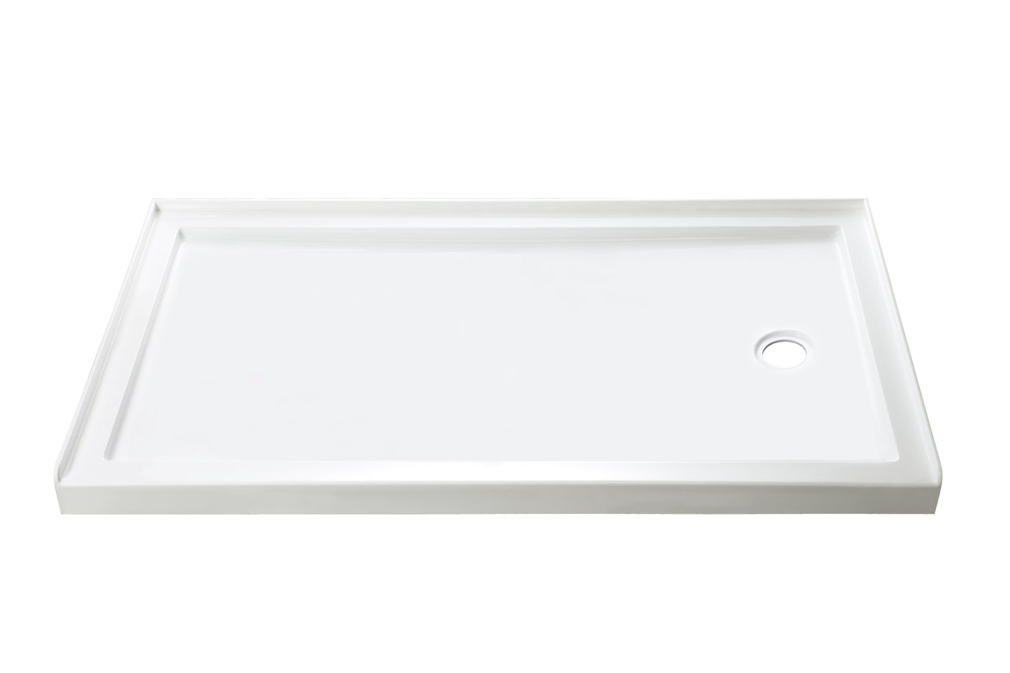 Alcove 3B 60x36 white acrylic shower base with right side drain