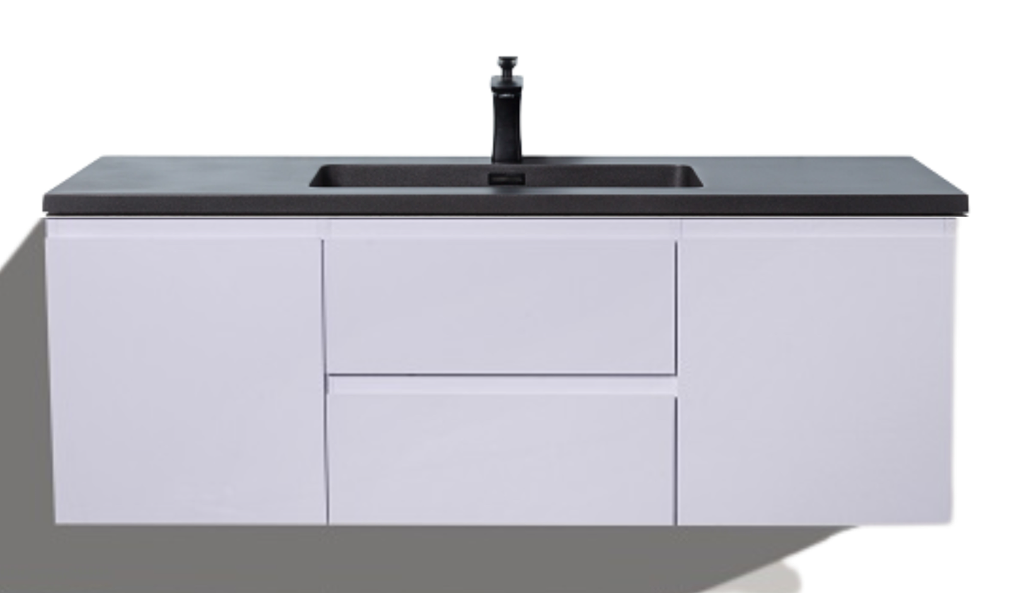 Meuble-lavabo simple Alicia 48 po avec dessus en quartz sable