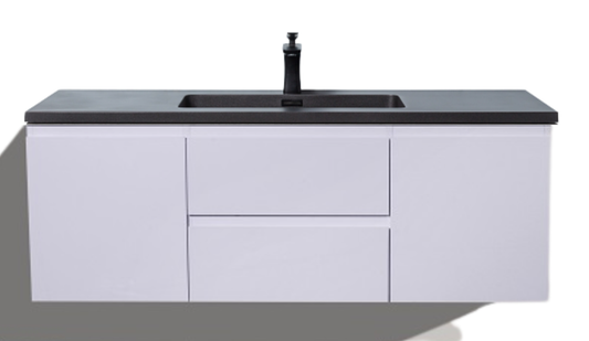 Meuble-lavabo simple Alicia 48 po avec dessus en quartz sable