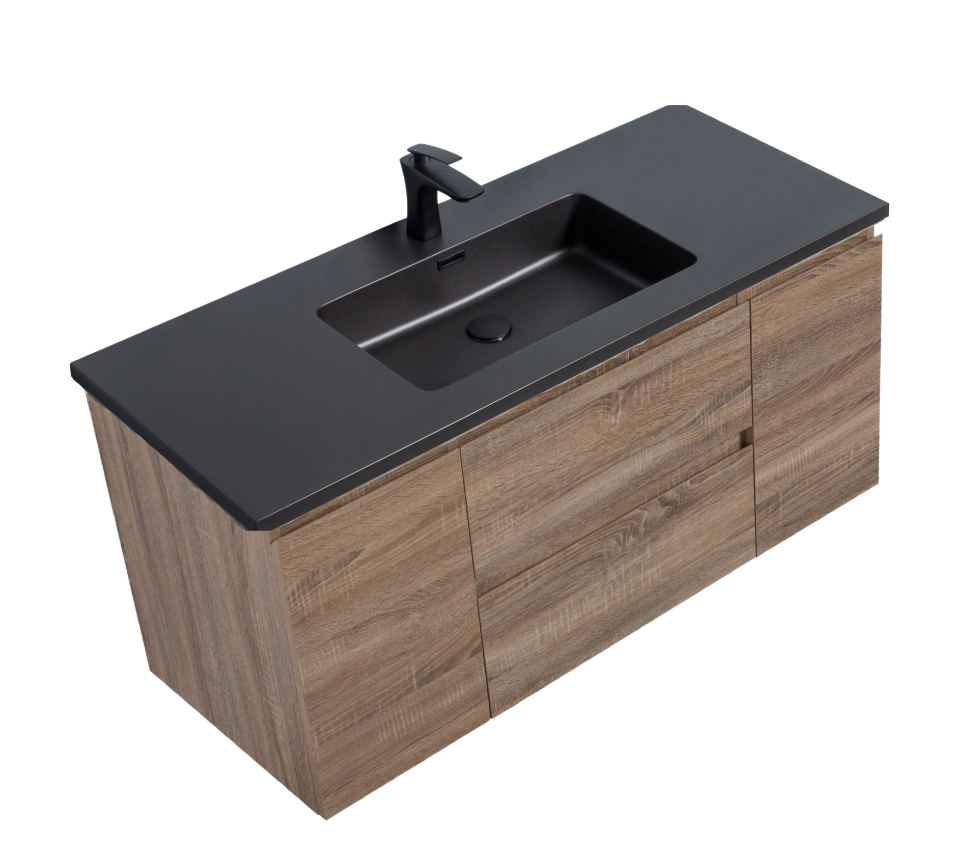 Meuble-lavabo simple Alicia 48 po avec dessus en quartz sable