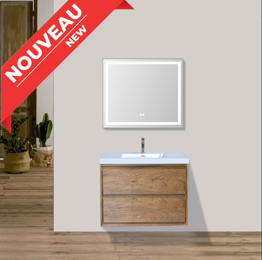 Vanité simple Emma 24 po avec lavabo en polymarbre