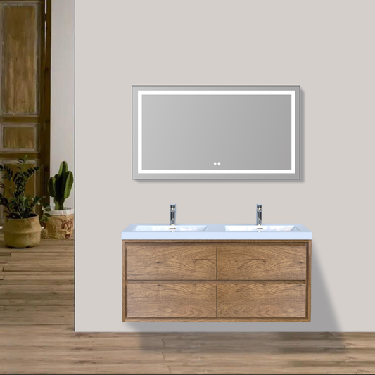 Meuble-lavabo double Emma 72 po avec lavabo en polymarbre