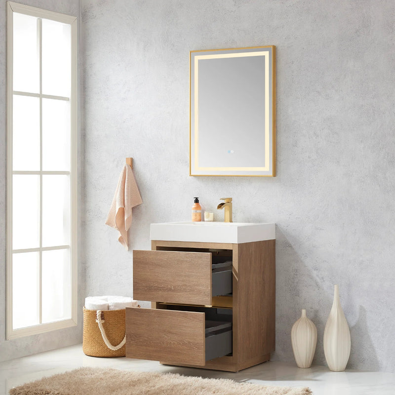 Evos Boutiques 24 in oak sleek simple vanity