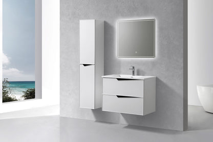 Evos Boutiques 32 in wall-mounted white vanity side view