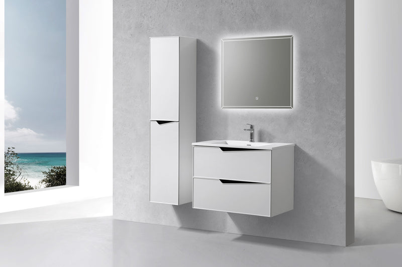Evos Boutiques 32 in wall-mounted white vanity side view