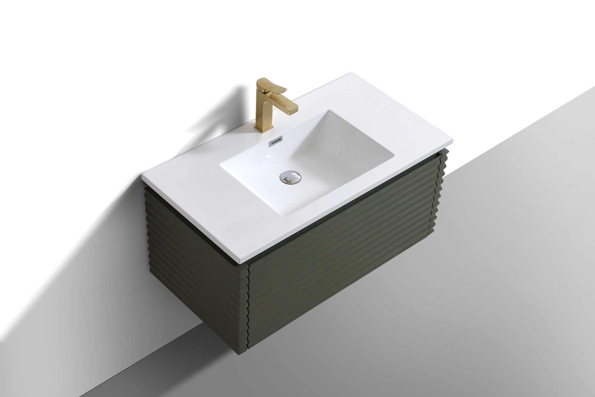 Evos Boutiques 36 in green wall mounted vanity no background