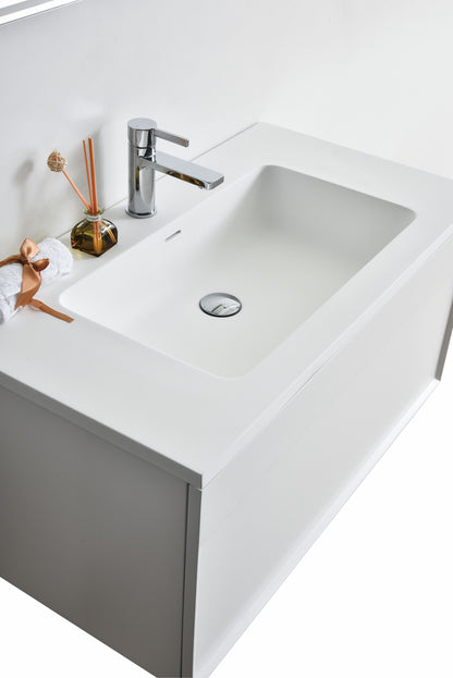 Evos  Boutiques  36  in  modern  white  vanity  looking  down  view