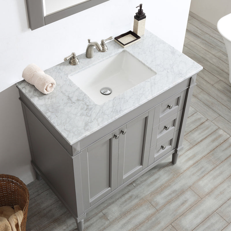 Evos Boutiques 36 in stone grey vanity looking down