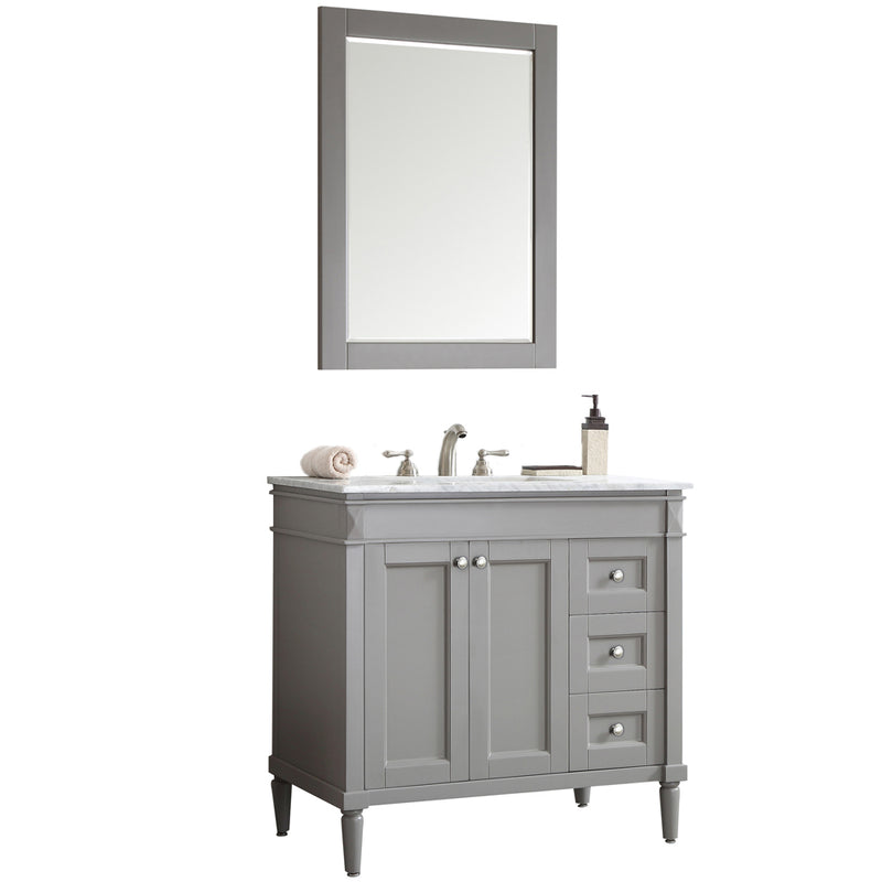Evos Boutiques 36 in stone grey vanity no background side view