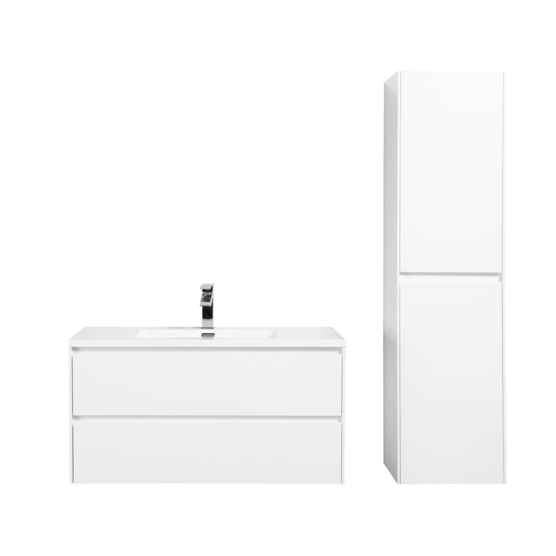 Evos Boutiques 36 in white Marble countertop vanity front view