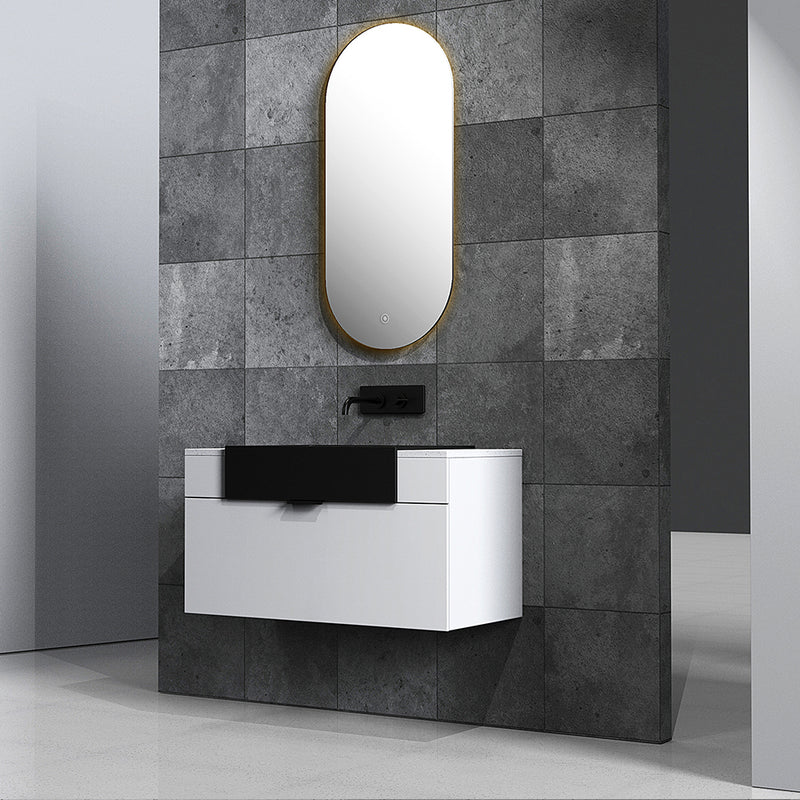 Evos Boutiques 36 in white quartz integrated vanity side view