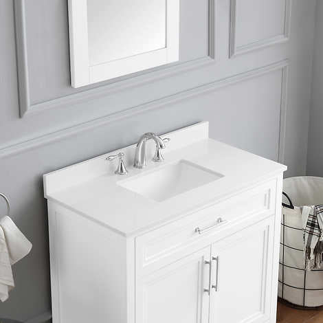 Evos  Boutiques  36  in  whites  stone  vanity looking down