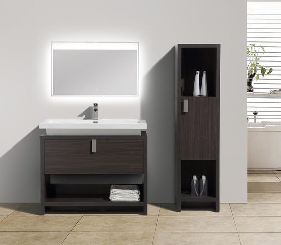Evos Boutiques 40 in black wood bathroom vanity front view