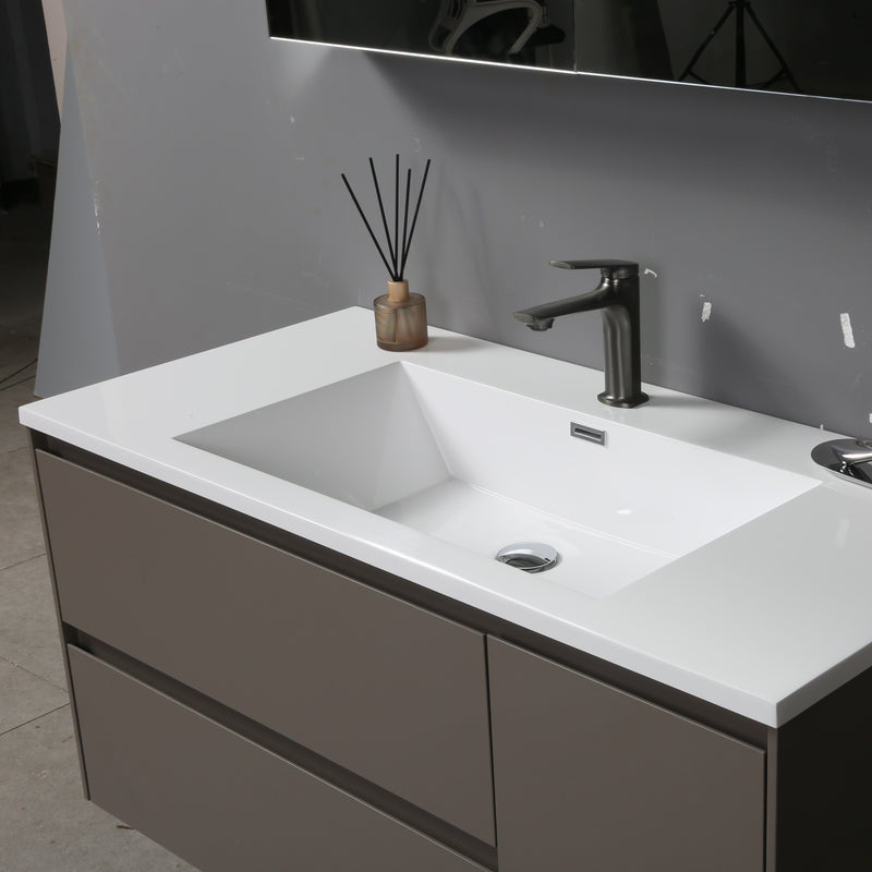 Evos Boutiques 42 high charcoal grey vanity angled view