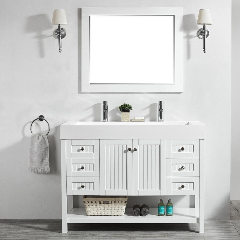 Evos Boutiques 48 in large white sink with 2 faucets