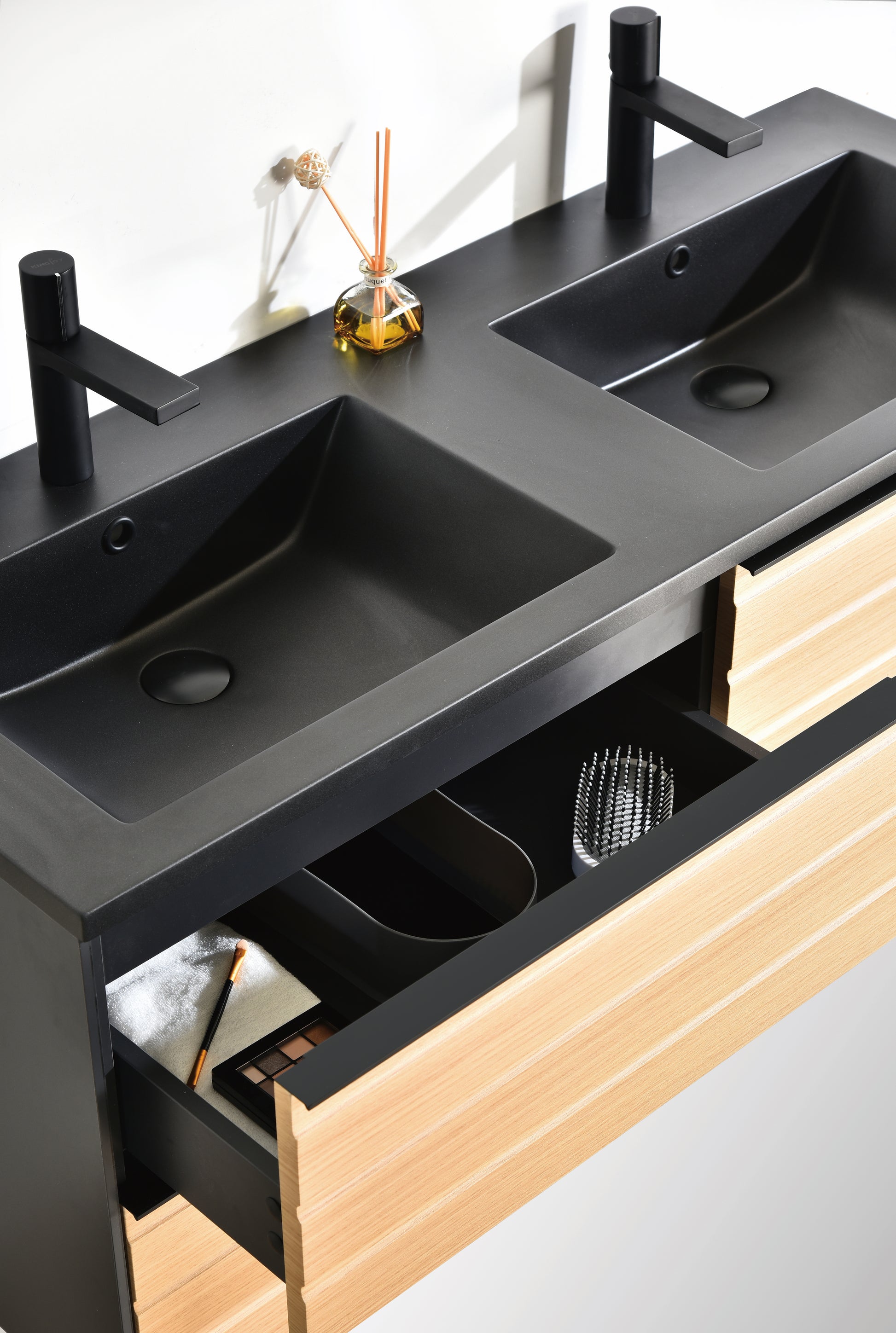 Evos Boutiques 48  in oak  wall  hung  vanity  47  in  ¼  x  18  in  x  26  in  view  looking  down