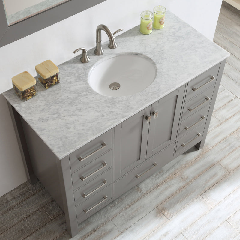Evos Boutiques 48 in stone grey vanity looking down 