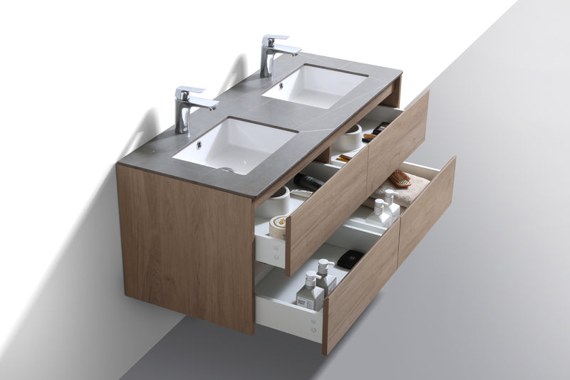 Evos Boutiques 48 oak and grey countertop drawers open