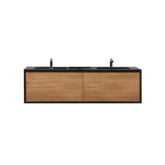 Evos Boutiques 60 in black and oak wood finish vanity centered
