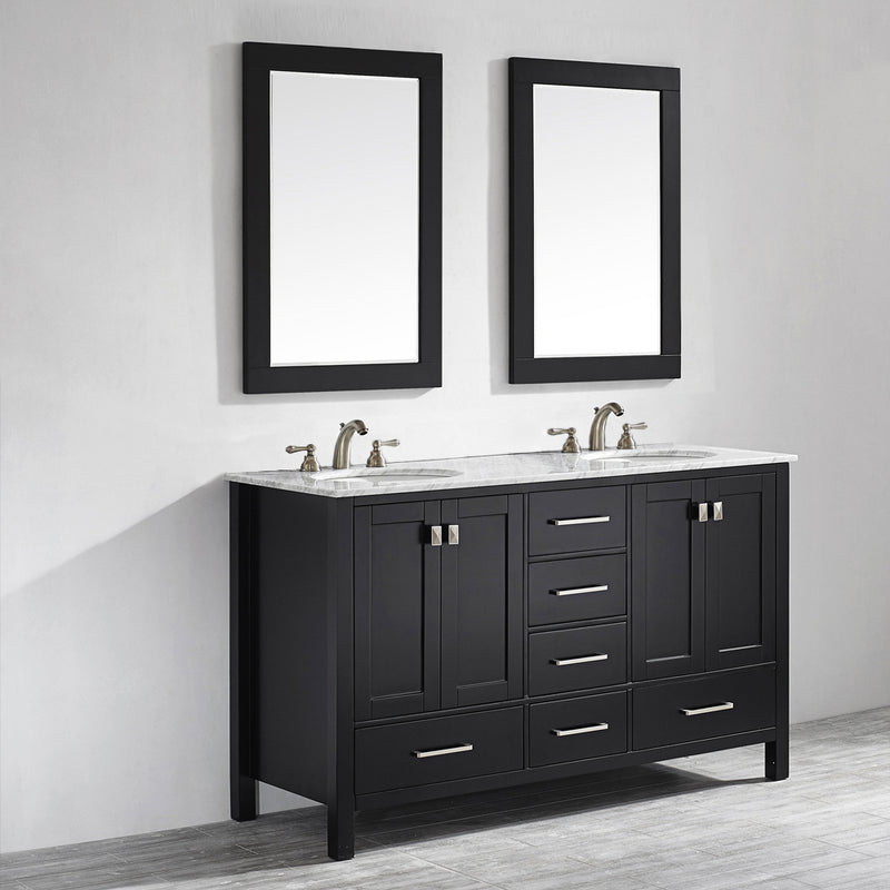 Evos Boutiques 60 in double sink deep black vanity sides