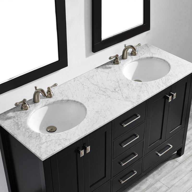 Evos Boutiques 60 in double sink deep black vanity sinks