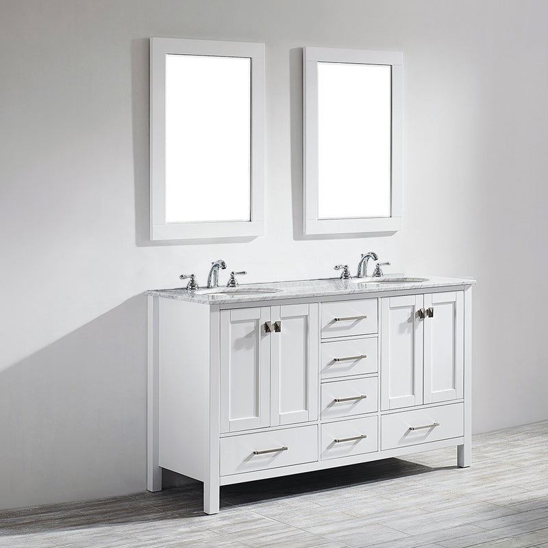Evos Boutiques 60 in double sink pure white vanity sides