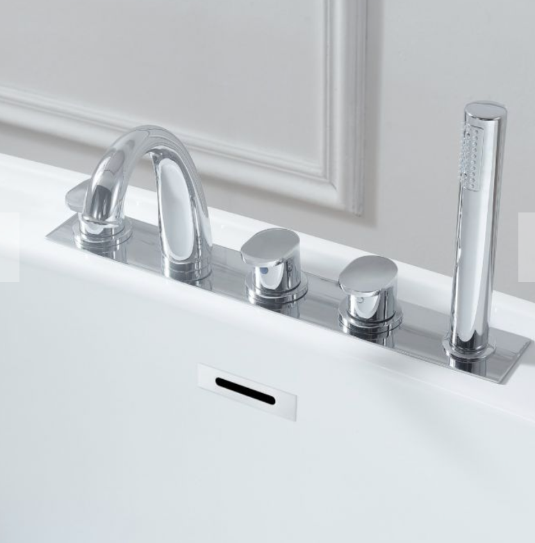 Evos Boutiques 60 in freestanding tub and mounting faucet  close up view