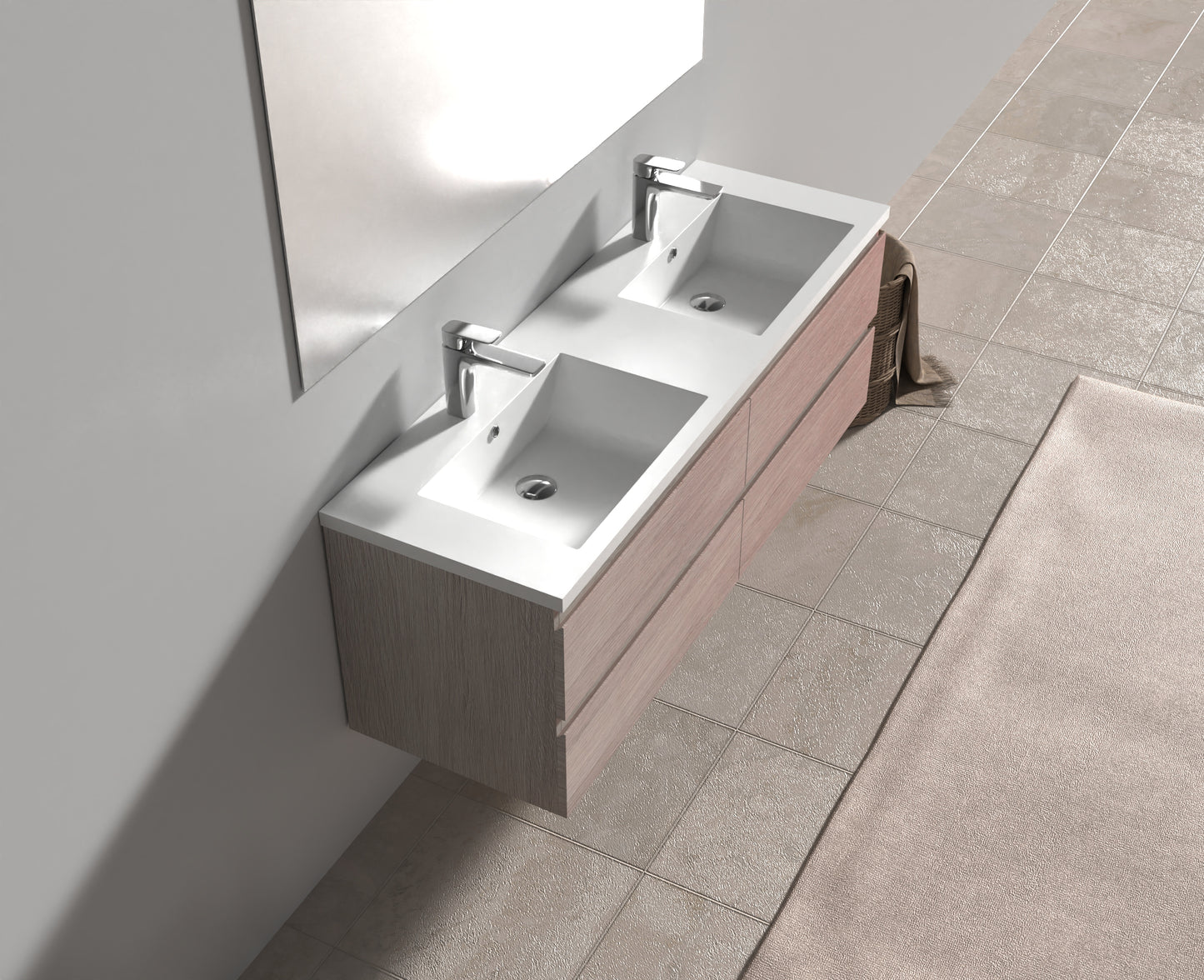 Evos Boutiques 60 in oak colour vanity looking down