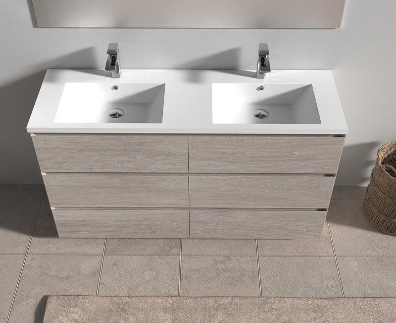 Evos Boutiques 60 in oak double vanity front view