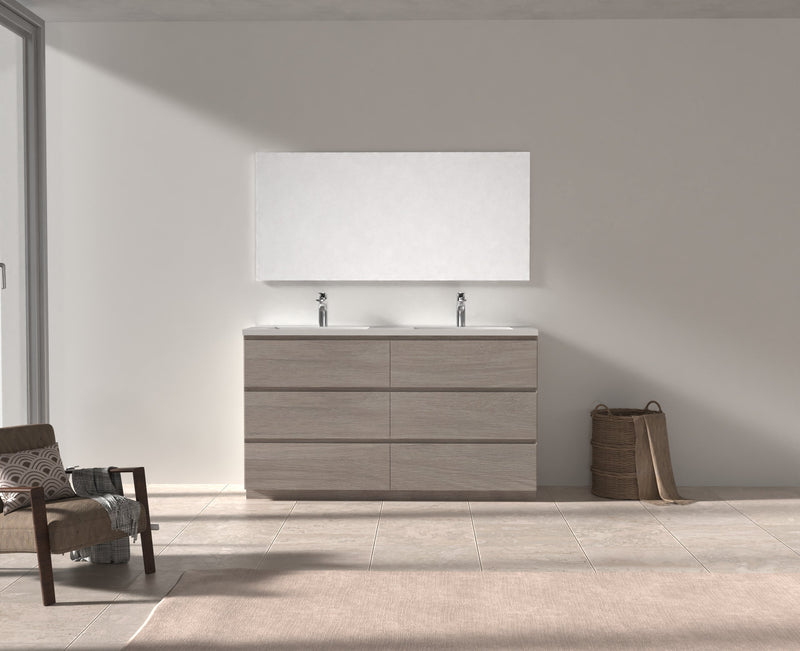 Evos Boutiques 60 in oak double vanity staged