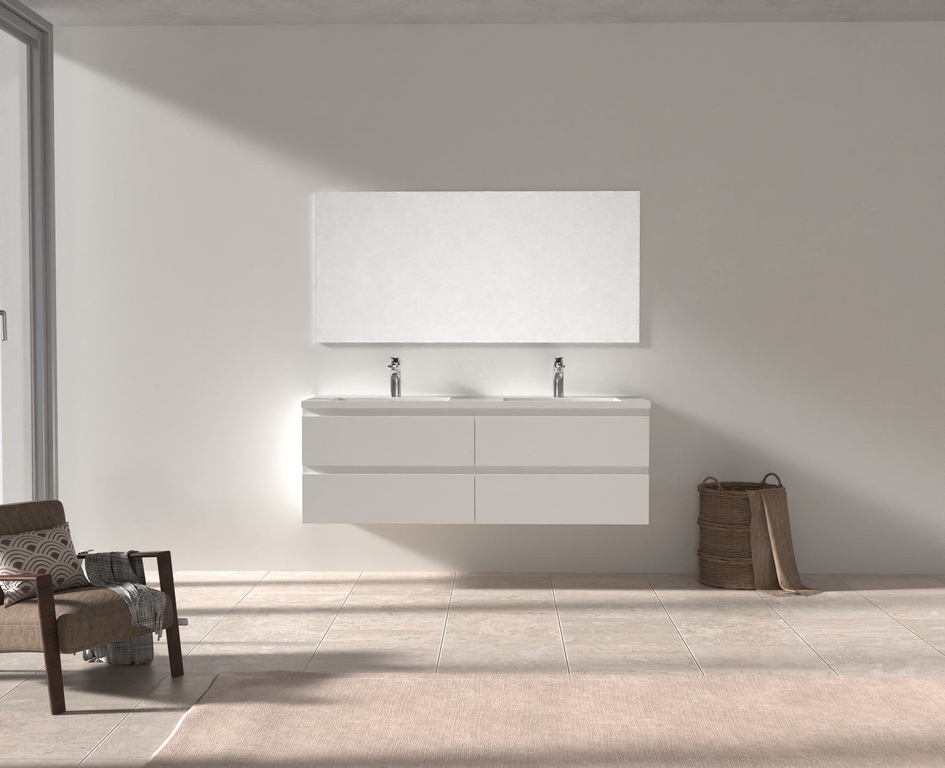 Evos Boutiques 60 inn white  colour vanity drawers open