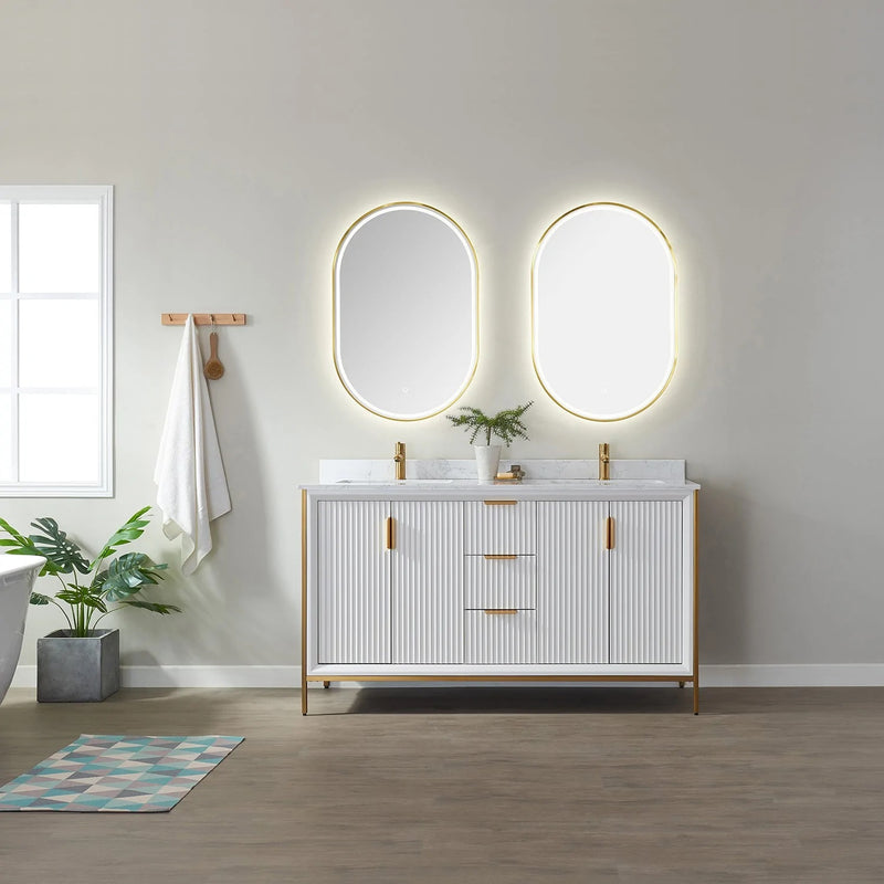 Evos Boutiques 60 in white double sink bathroom vanity