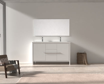 Evos Boutiques 60 in white vanity silver handle 