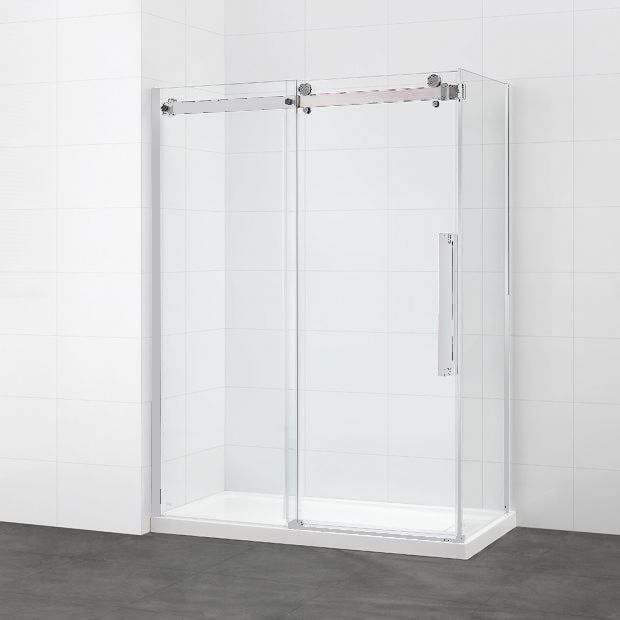 Evos Boutiques 60 x 84  in chrome Sliding Shower Door side view